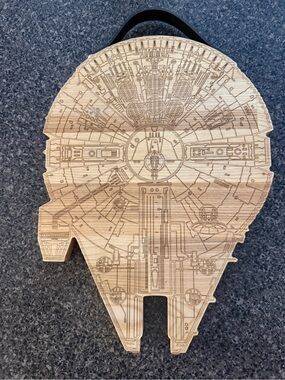 Star Wars Wooden Millennium Falcon Cutting/Serving Board in Natural Wood Tone